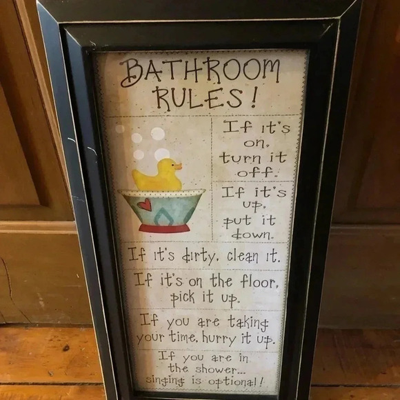 Bathroom  Rules Framed Poster - Picture 1 of 7